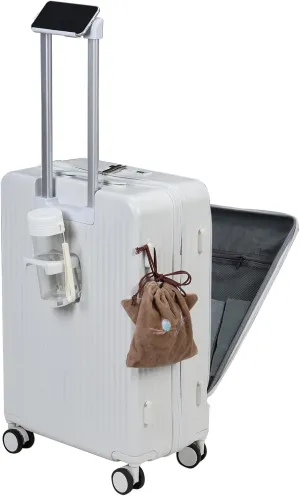 24 Inch ABS & PC Carry-On Suitcase with Built-in USB Port and Front Opening Laptop Compartment - Secure Coded Lock for Travel Convenience 24Inch