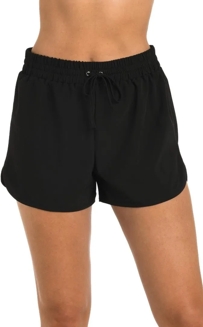 24th & Ocean Women's Solid Woven Board Short Swimsuit Bottom