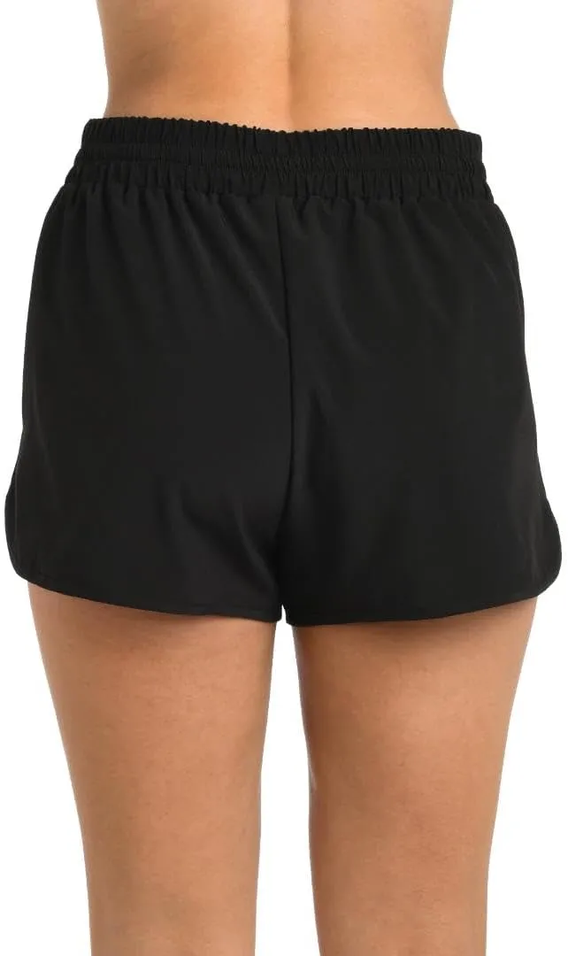 24th & Ocean Women's Solid Woven Board Short Swimsuit Bottom