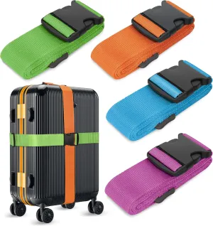 4 Pack Luggage Straps Suitcase Belt 76" Travel Luggage Strap Keep Suitcase Secure Adjustable Travel Bands Accessories Bright Colours Easy to Identify Blue Green Orange and Rose Pink