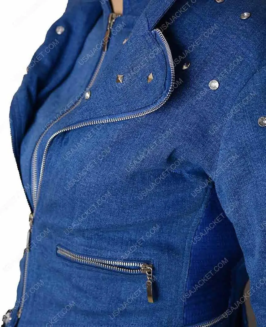 ABz Leathers Perfect Fitted The Flash S4 Caitlin Snow Blue Frost Denim Jacket
