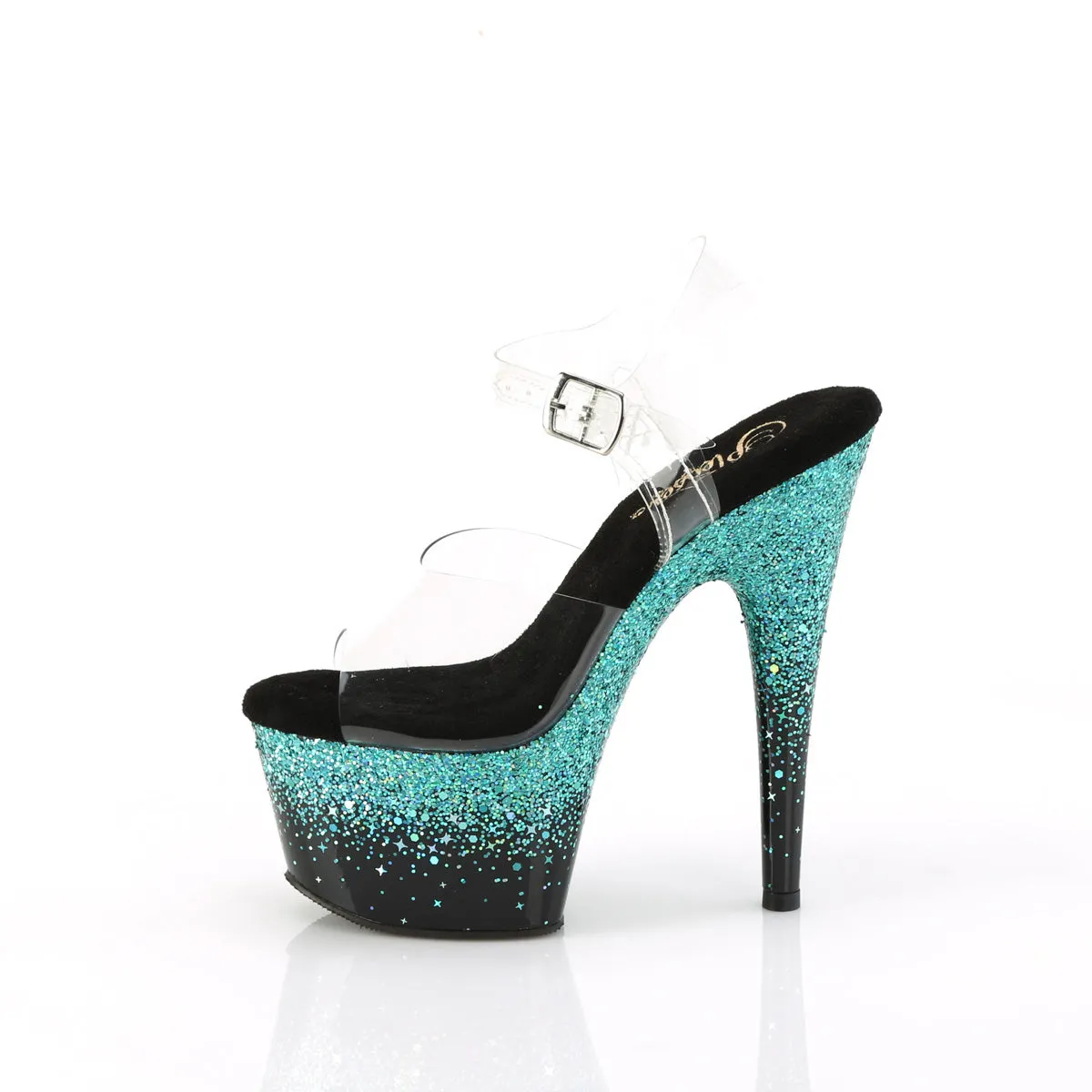 ADORE-708SS Pleaser Clear/Turquoise Sexy Platform Shoes (Pole Dancing Heels)