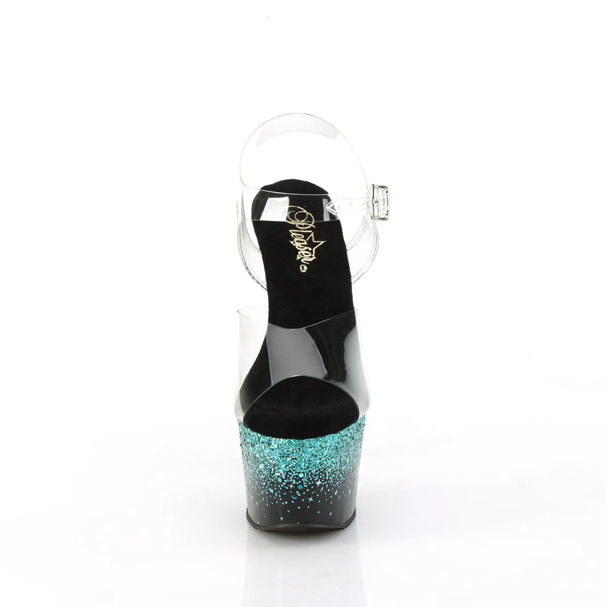 ADORE-708SS Pleaser Clear/Turquoise Sexy Platform Shoes (Pole Dancing Heels)