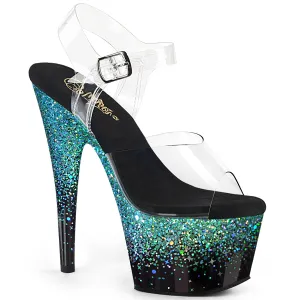 ADORE-708SS Pleaser Clear/Turquoise Sexy Platform Shoes (Pole Dancing Heels)