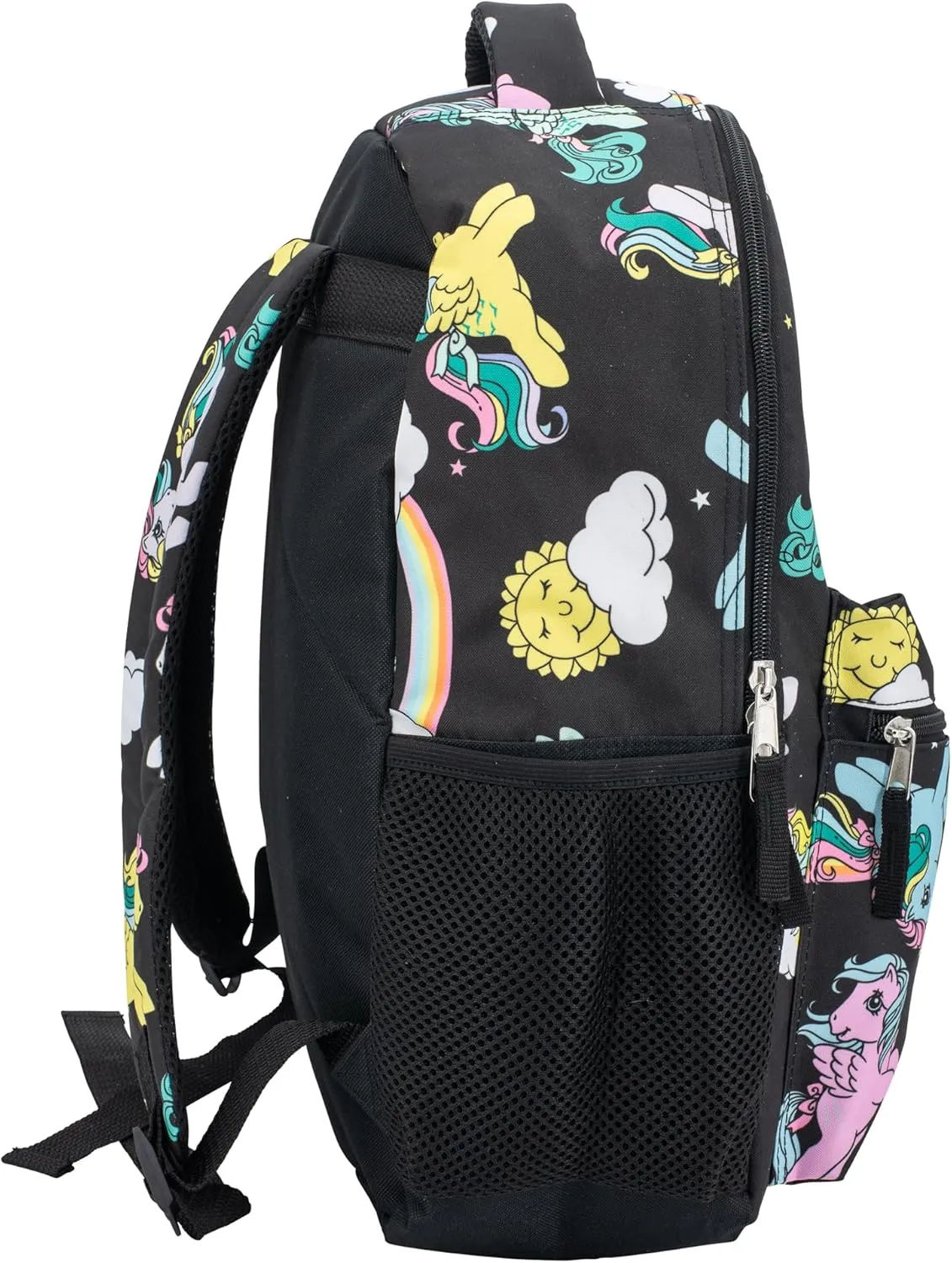AI ACCESSORY INNOVATIONS Smurfs 16 Backpack with Front Pocket for Girls, 16 School Bag with Front Pocket, Allover Print Bookbag Featuring Smurfette & Grandpa Smurf, Black