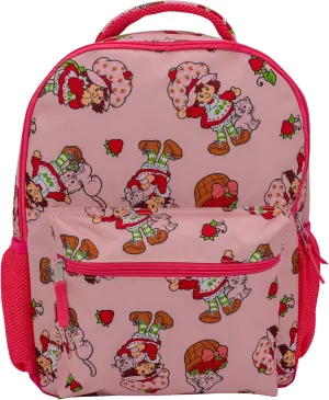 AI ACCESSORY INNOVATIONS Strawberry Shortcake 16 Backpack With Front Pocket for Girls, Allover Print Bookbag featuring Strawberry & Custard, Pink