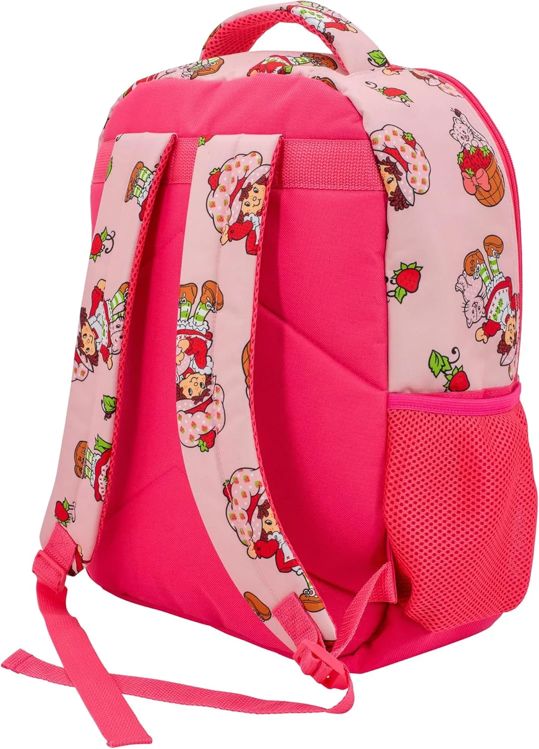 AI ACCESSORY INNOVATIONS Strawberry Shortcake 16 Backpack With Front Pocket for Girls, Allover Print Bookbag featuring Strawberry & Custard, Pink