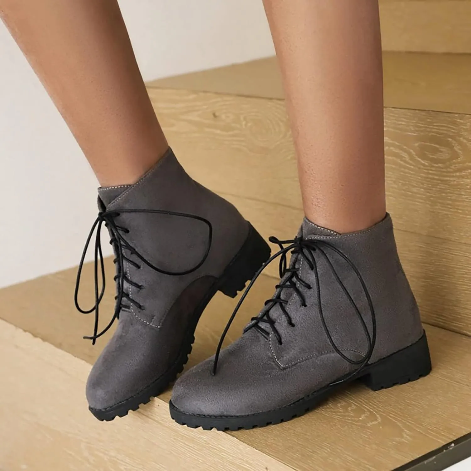 Ankle Boots for Women Brown Leather Booties Work Boots Slip On Barefoot Boot Indoor and Outdoor Soft Sole Fashion Closed Pointed Toe Low Block Heel Zip Up
