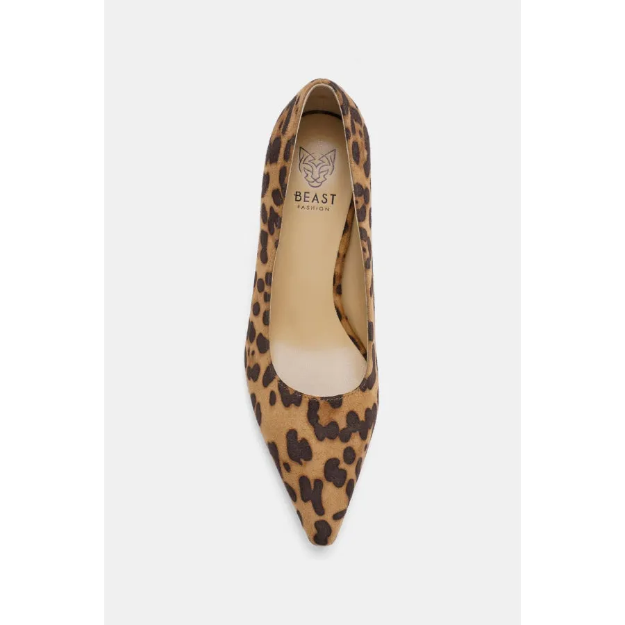 Beast Fashion Faux Suede Leopard Point Toe Pumps