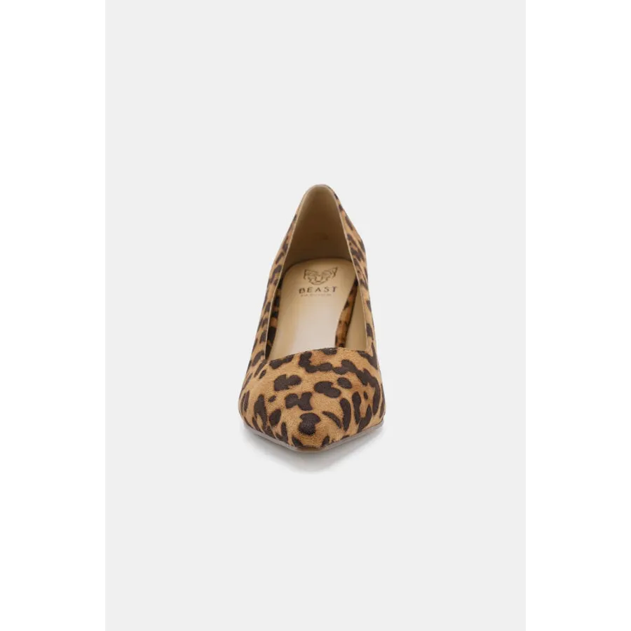 Beast Fashion Faux Suede Leopard Point Toe Pumps