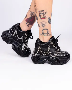 Black Jupiter Women's Chain Wedge Sneakers
