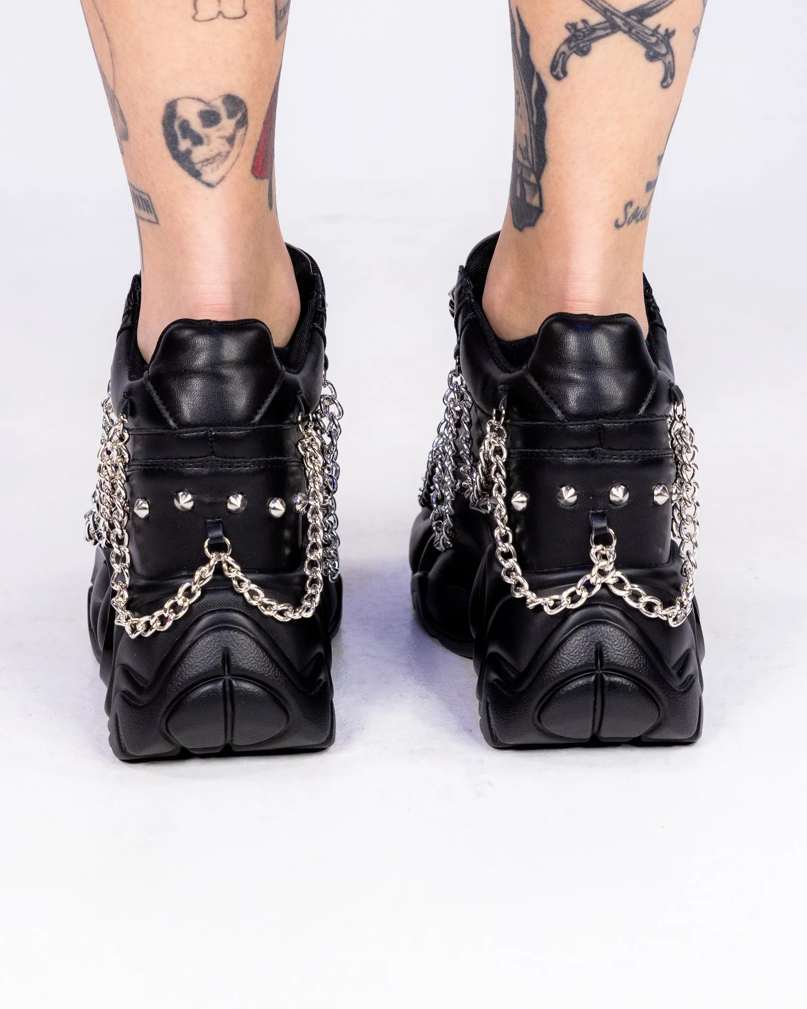 Black Jupiter Women's Chain Wedge Sneakers