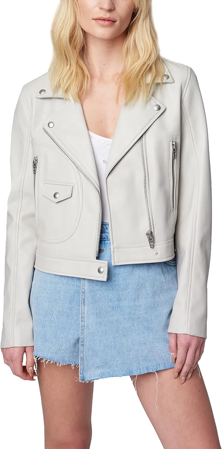 [BLANKNYC] womens Fitted Vegan Leather Moto Jacket