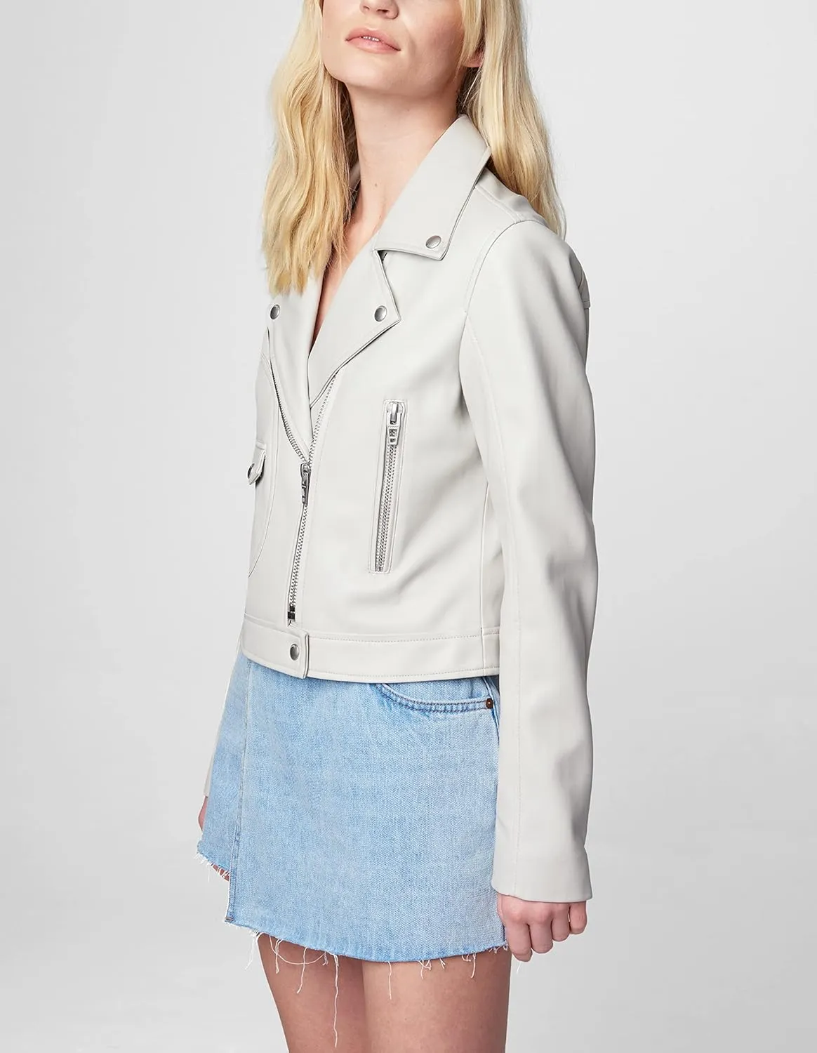 [BLANKNYC] womens Fitted Vegan Leather Moto Jacket