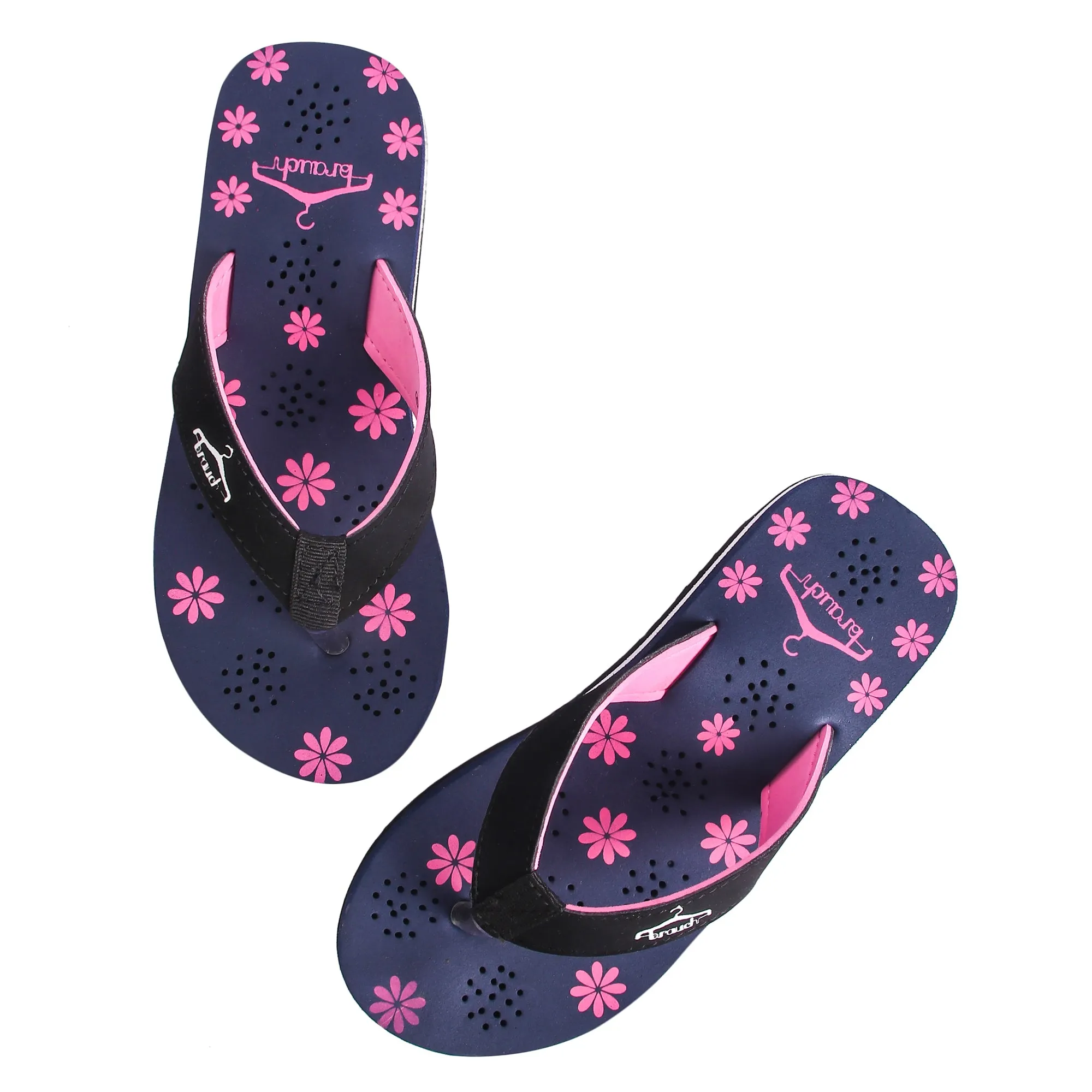Brauch Women's Casual Blue Floral Flip Flops