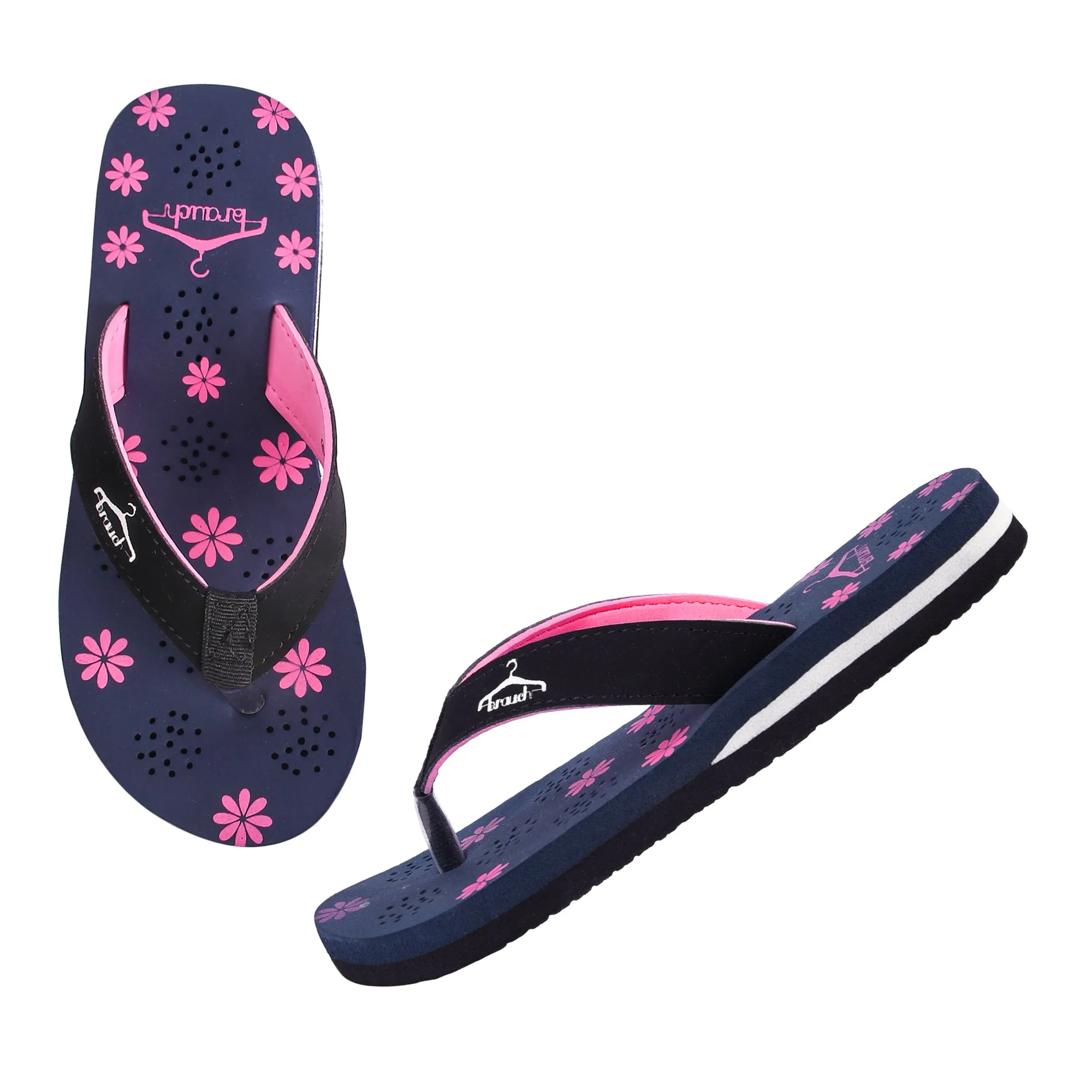 Brauch Women's Casual Blue Floral Flip Flops