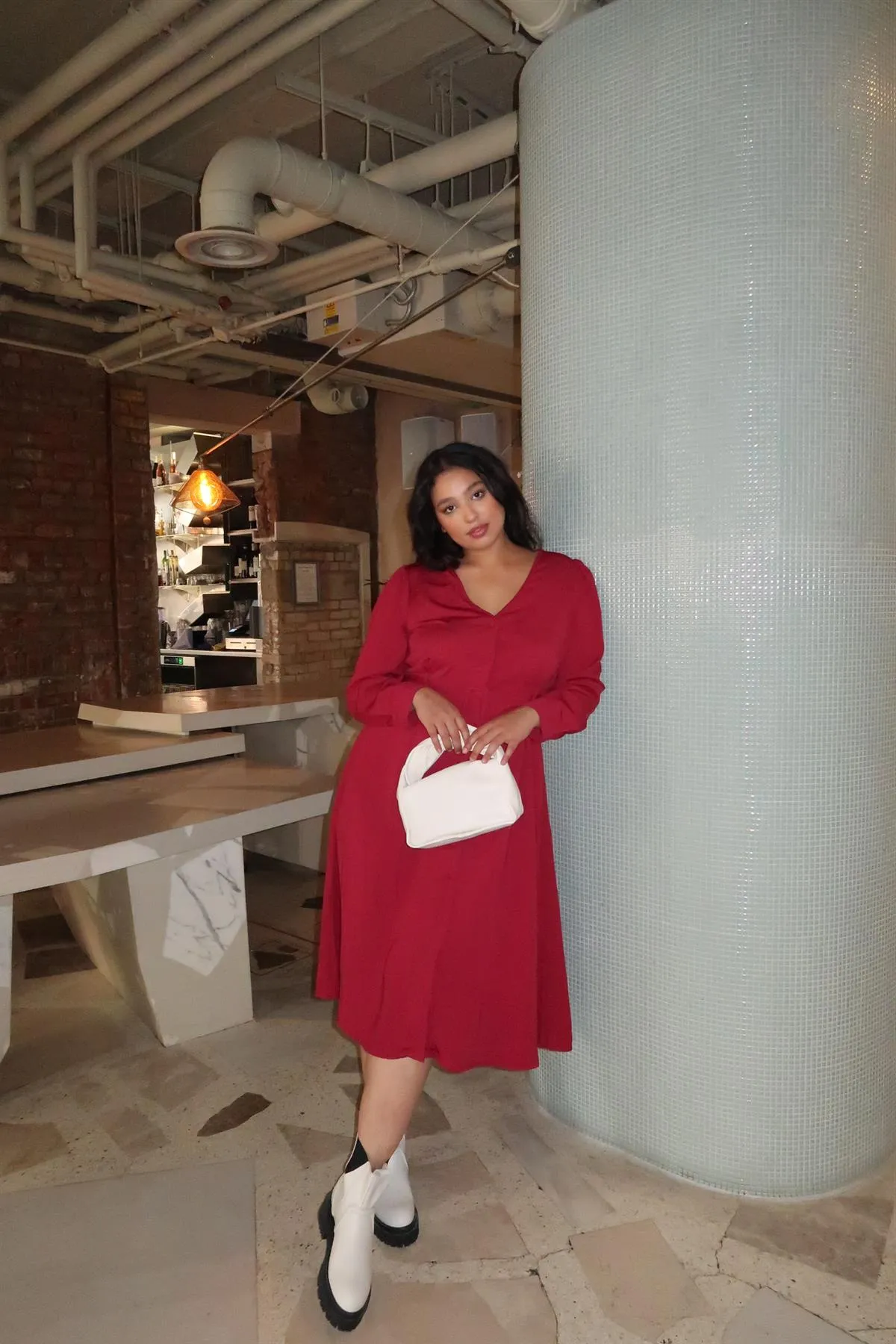 Burgundy Crepe Maxi dress