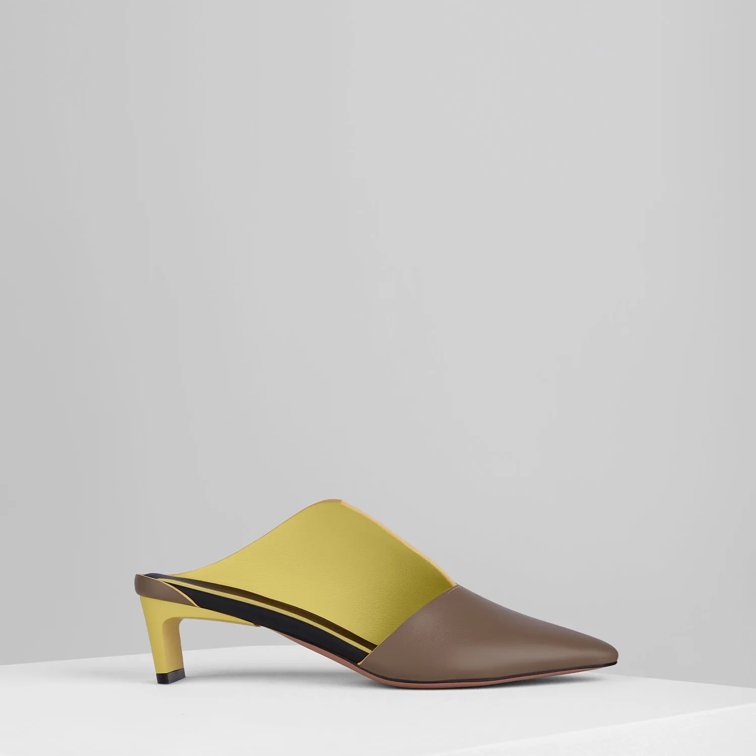 Canvas Mules in Taupe Sole