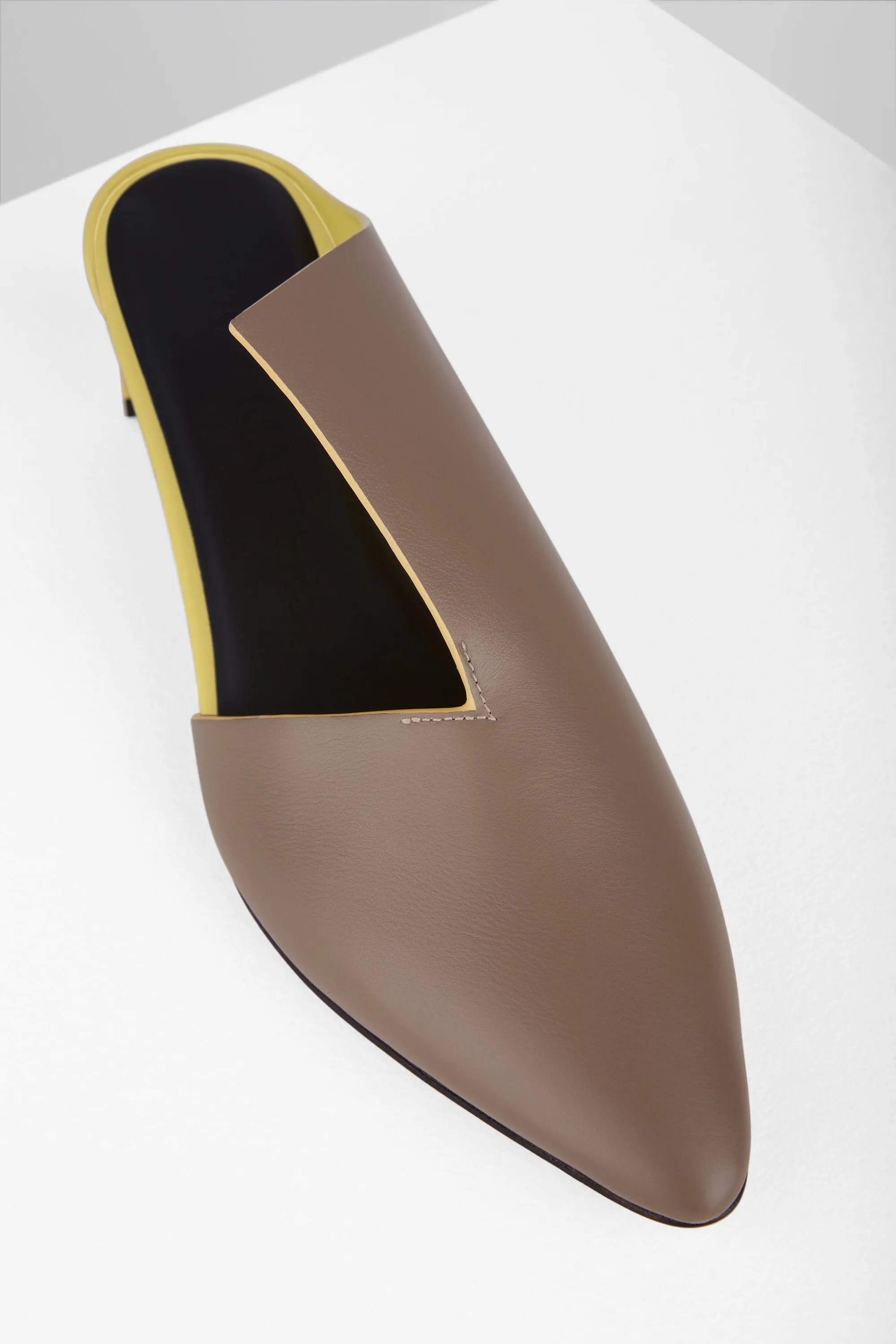 Canvas Mules in Taupe Sole
