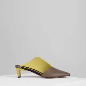 Canvas Mules in Taupe Sole