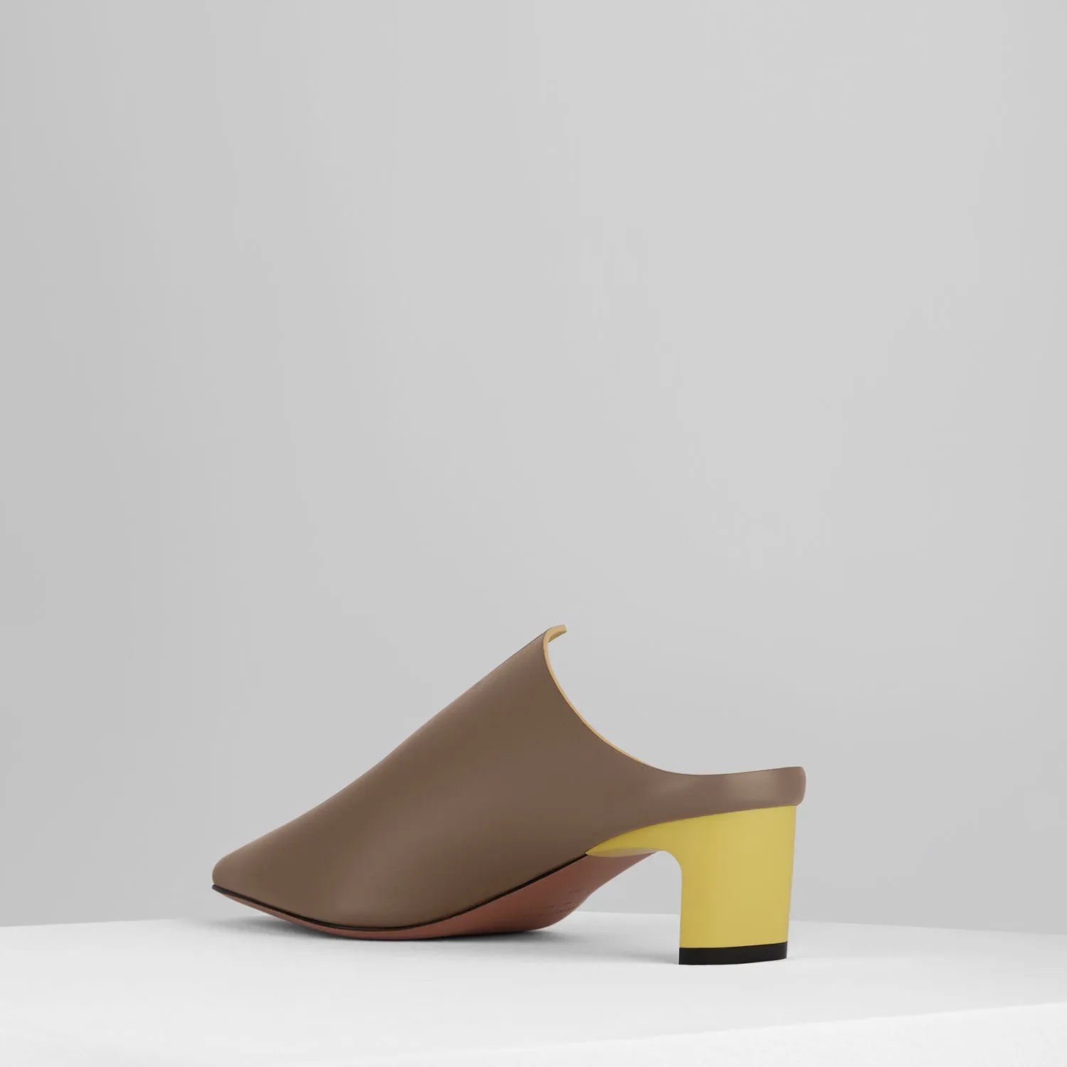 Canvas Mules in Taupe Sole