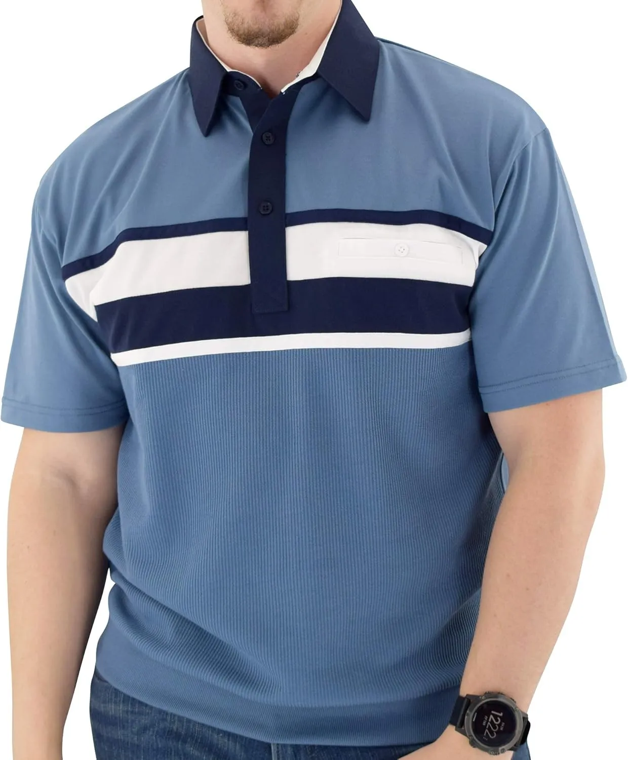 Classics Horizontal Short Sleeve Banded Bottom Shirt 6010-BL12