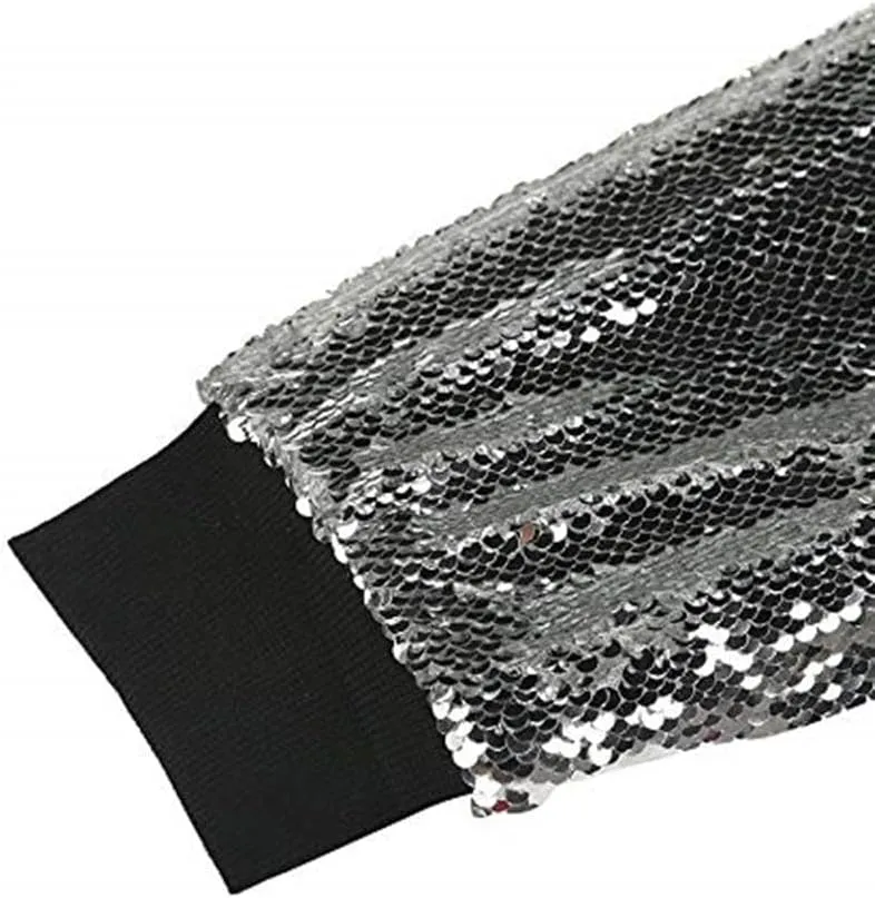 Cresay Women's Sequin Fitted Long Sleeve Zipper Blazer Bomber Jacket