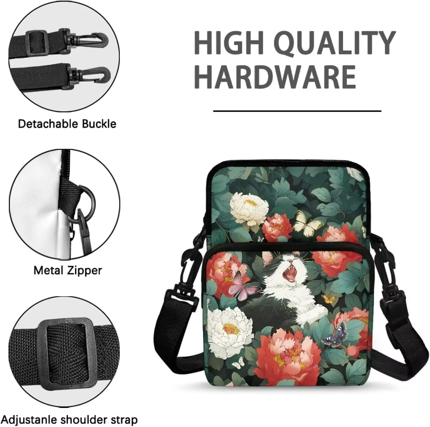Crossbody Shoulder Bag for Girls, 2 Layer Lightweight Messenger Bag Waist Pouch