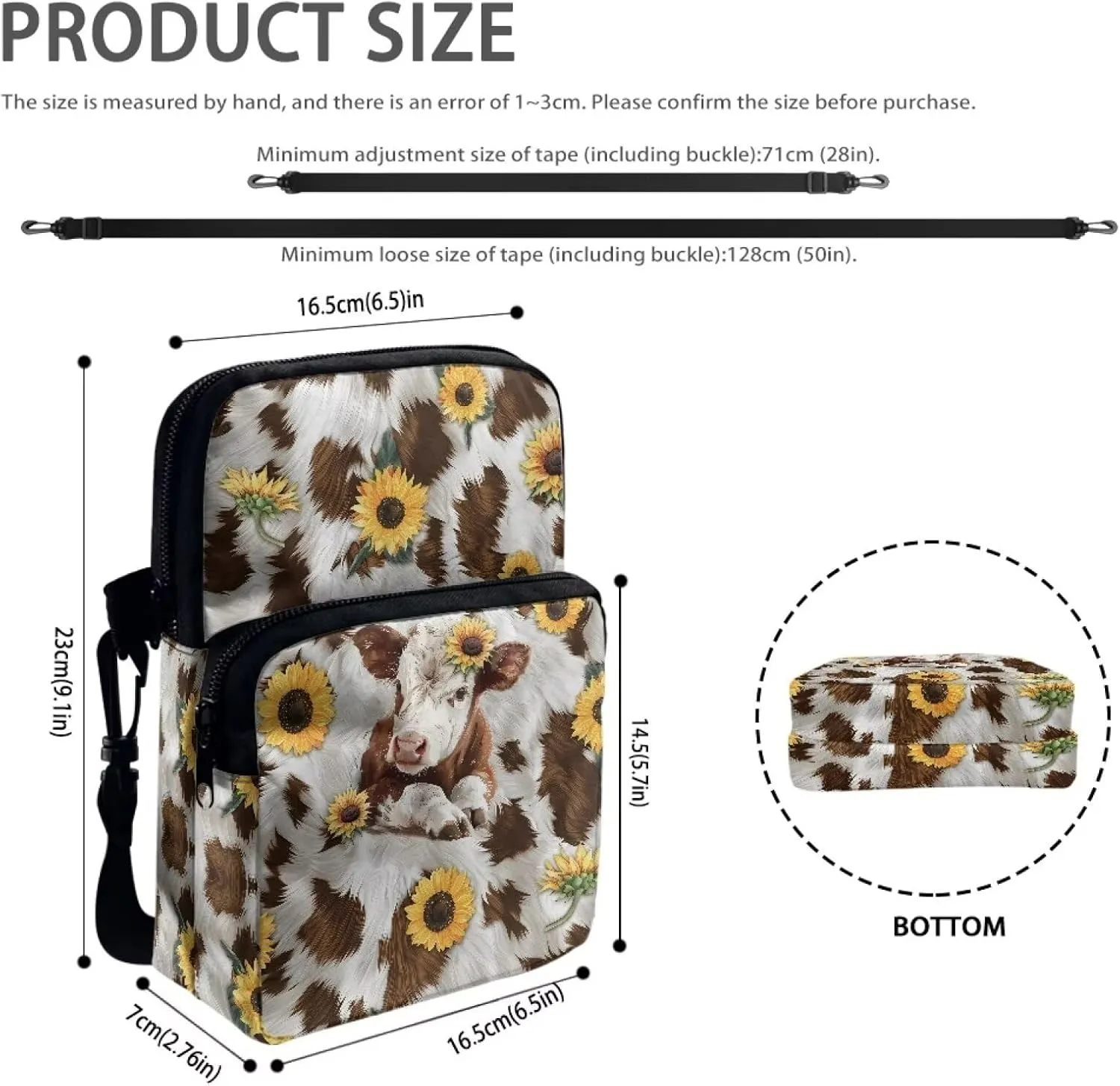 Crossbody Shoulder Bag for Girls, 2 Layer Lightweight Messenger Bag Waist Pouch