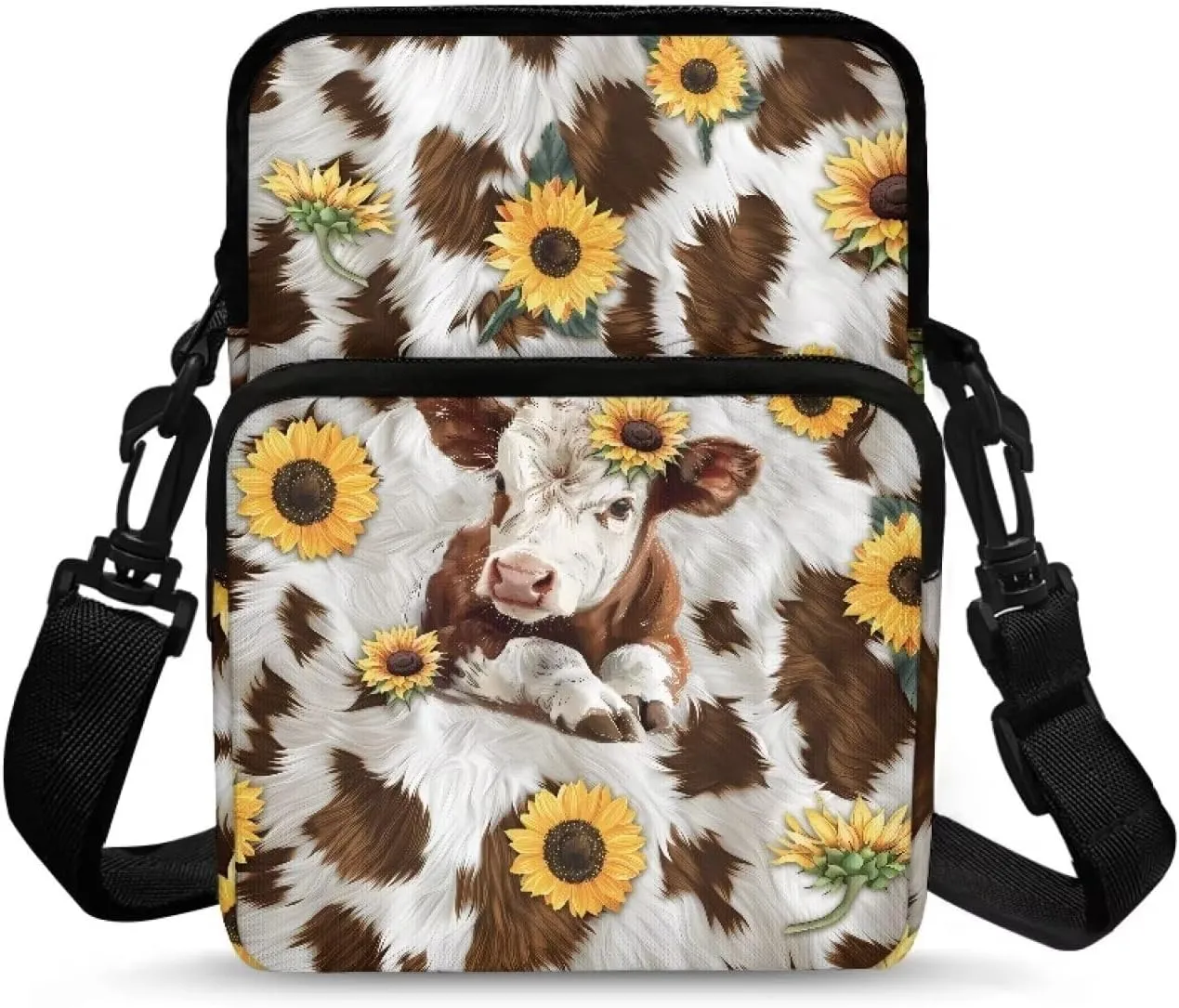 Crossbody Shoulder Bag for Girls, 2 Layer Lightweight Messenger Bag Waist Pouch