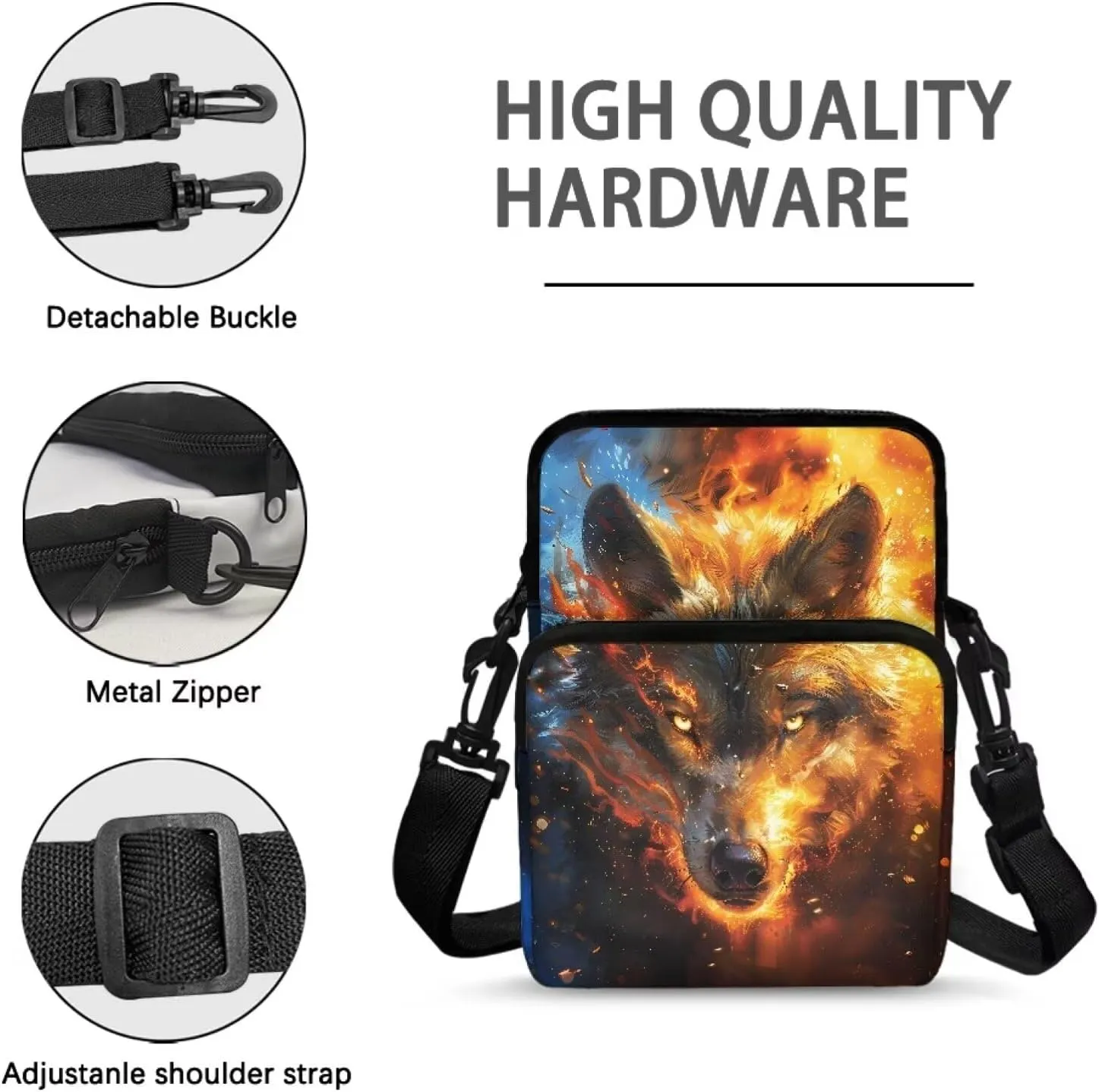 Crossbody Shoulder Bag for Girls, 2 Layer Lightweight Messenger Bag Waist Pouch