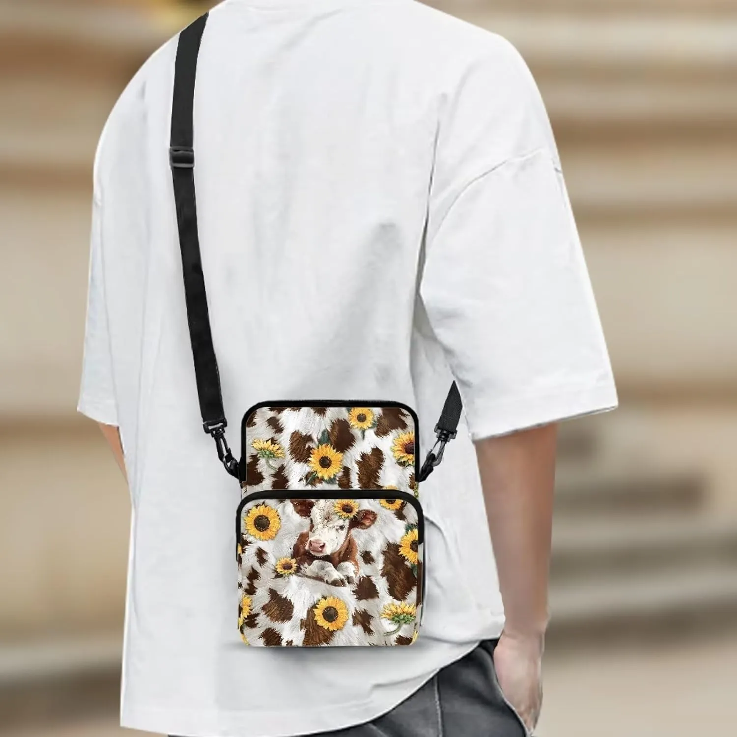 Crossbody Shoulder Bag for Girls, 2 Layer Lightweight Messenger Bag Waist Pouch