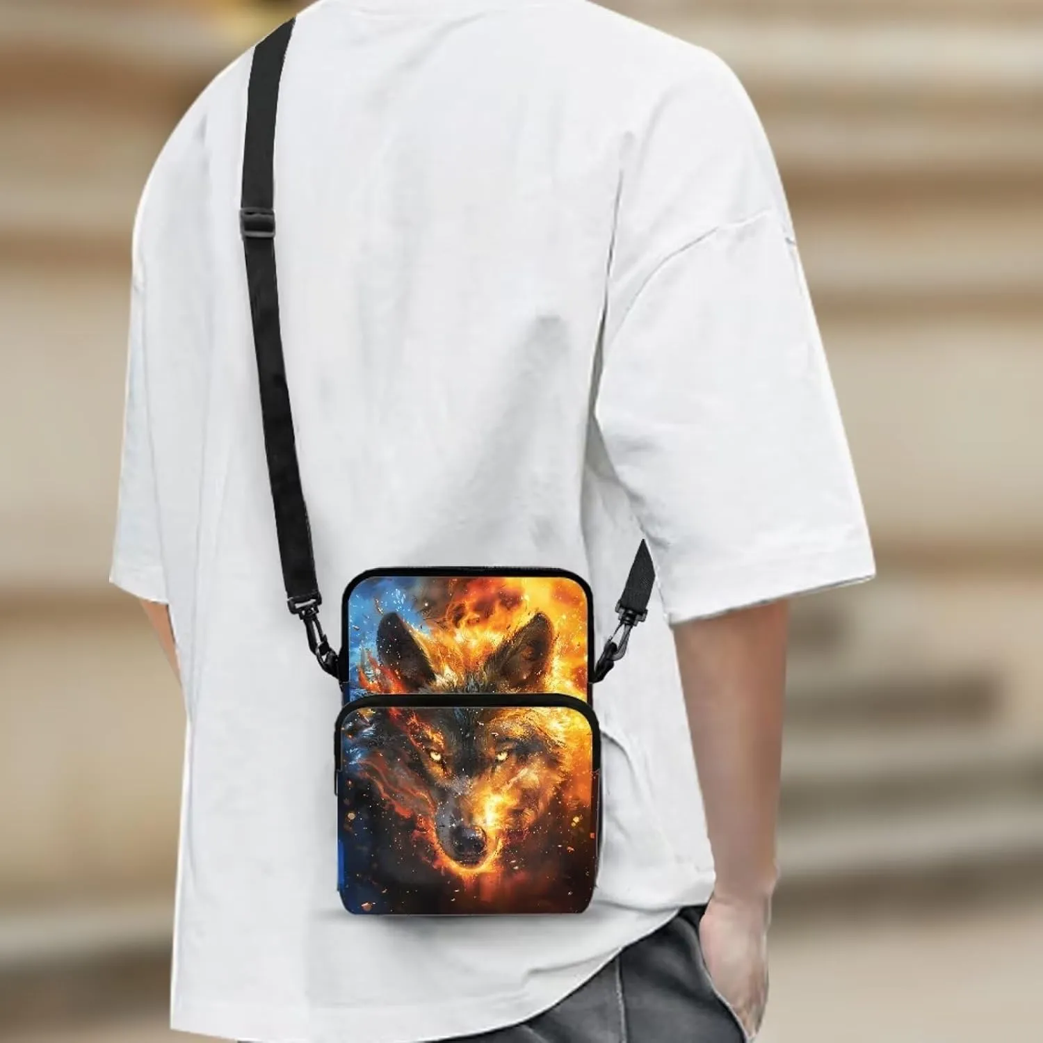 Crossbody Shoulder Bag for Girls, 2 Layer Lightweight Messenger Bag Waist Pouch
