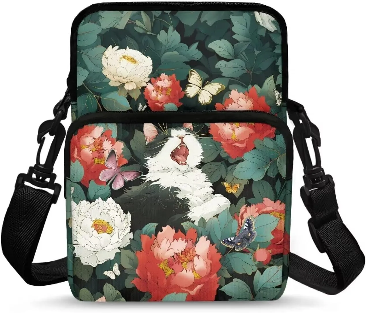 Crossbody Shoulder Bag for Girls, 2 Layer Lightweight Messenger Bag Waist Pouch