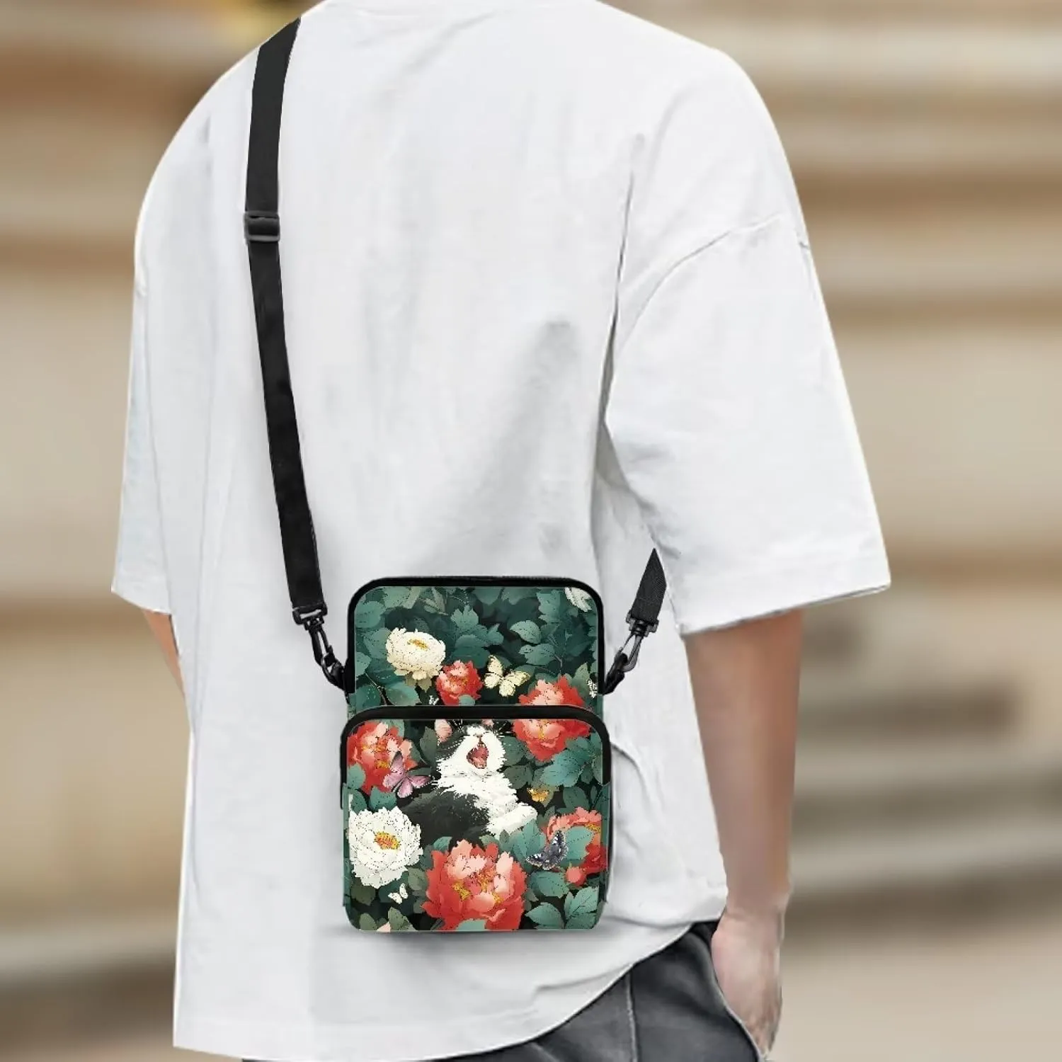 Crossbody Shoulder Bag for Girls, 2 Layer Lightweight Messenger Bag Waist Pouch