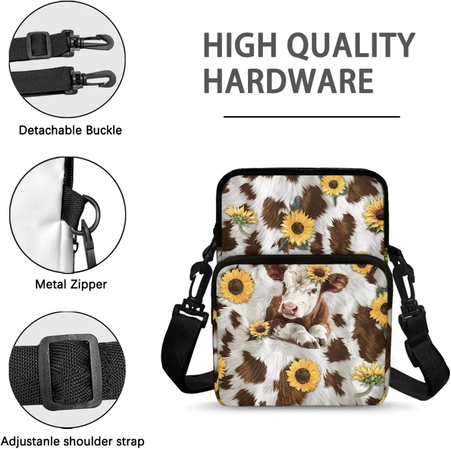 Crossbody Shoulder Bag for Girls, 2 Layer Lightweight Messenger Bag Waist Pouch