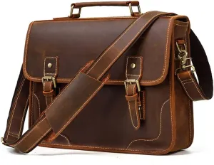CSCDD British Retro Handbag Men's Business Briefcase Layer Cowhide Shoulder Crossbody Bag