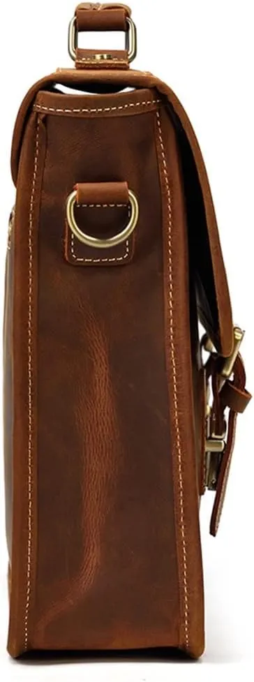 CSCDD British Retro Handbag Men's Business Briefcase Layer Cowhide Shoulder Crossbody Bag