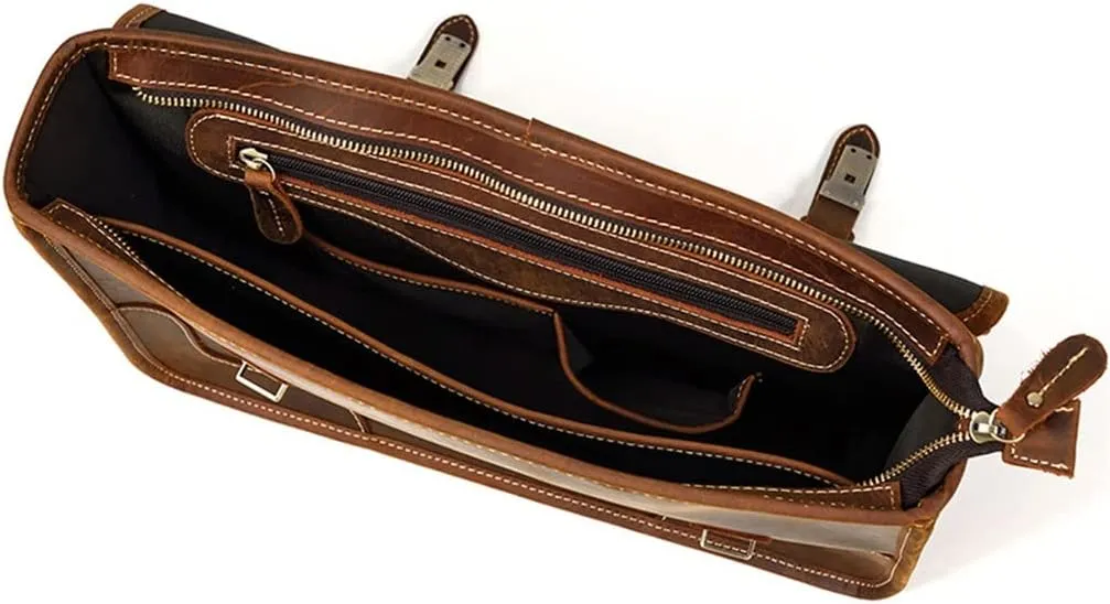 CSCDD British Retro Handbag Men's Business Briefcase Layer Cowhide Shoulder Crossbody Bag