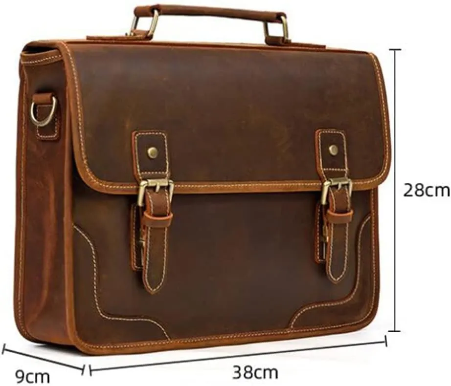 CSCDD British Retro Handbag Men's Business Briefcase Layer Cowhide Shoulder Crossbody Bag