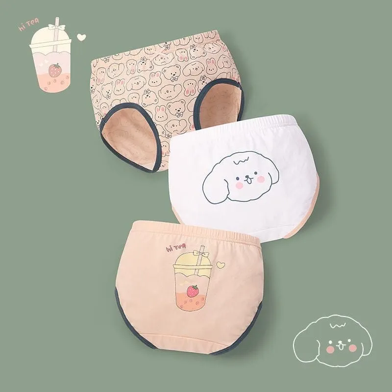 Cute Animal Cotton Girls Briefs [Set of 3]