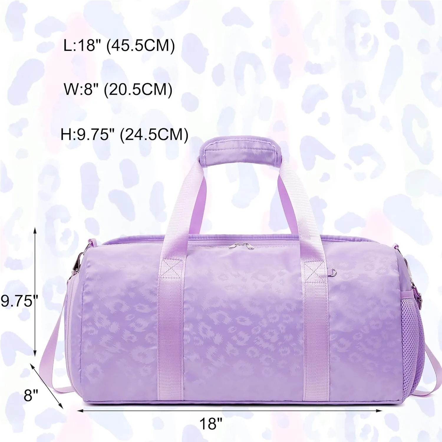 Dance Bag for Girls Duffle Bag Girls Overnight Bags Sleepover Gym Gymnastics Bags with Shoe Compartment and Wet Pocket,Leopard Shape