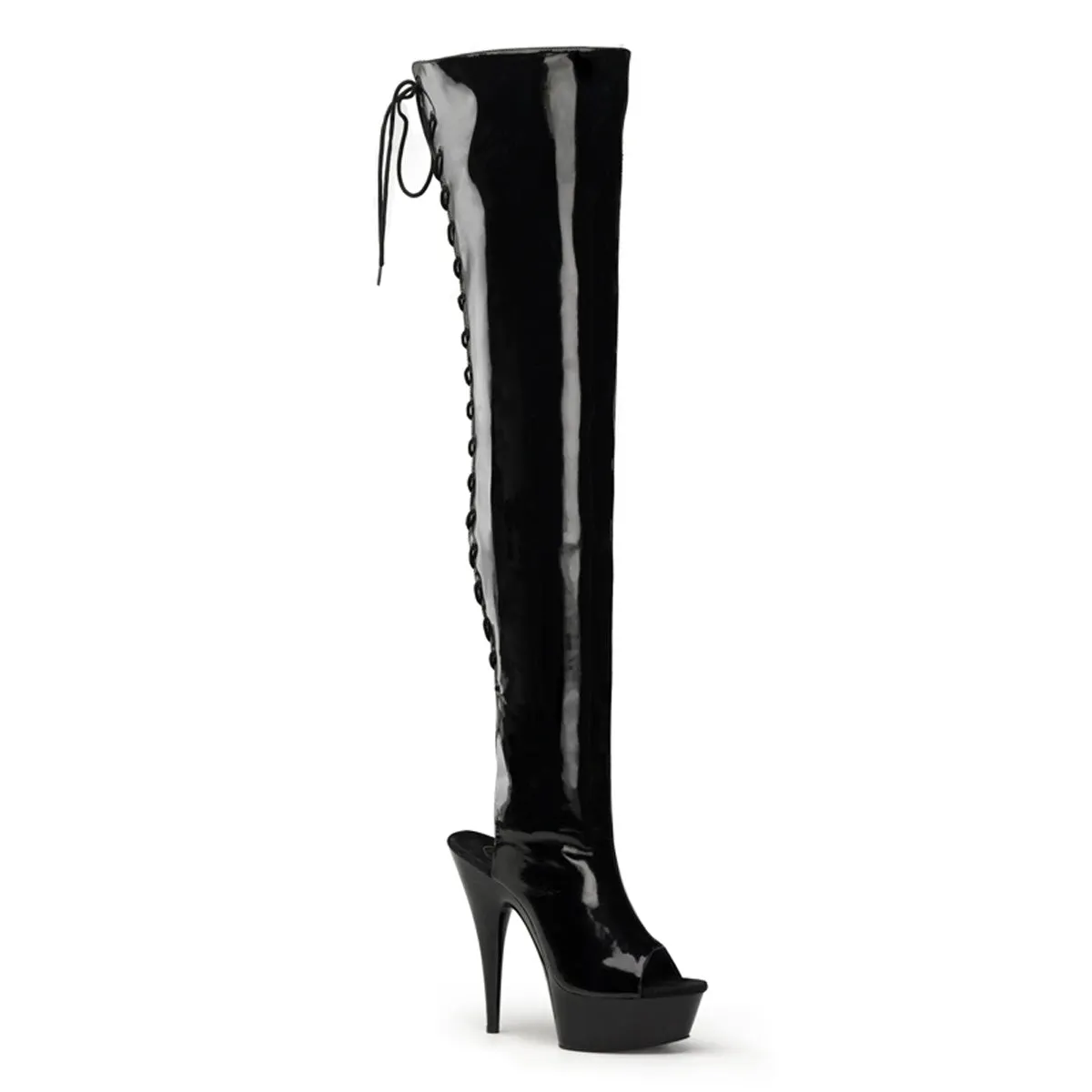 DELIGHT-3017 Pleaser Black Patent Sexy Platform Shoes (Pole Dancing Heels)