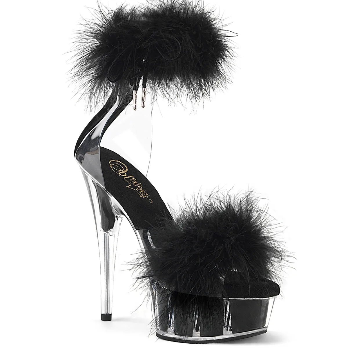 DELIGHT-624F Pleaser Clear/Black Sexy Platform Shoes (Pole Dancing Heels)