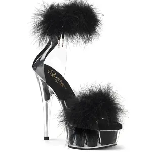 DELIGHT-624F Pleaser Clear/Black Sexy Platform Shoes (Pole Dancing Heels)