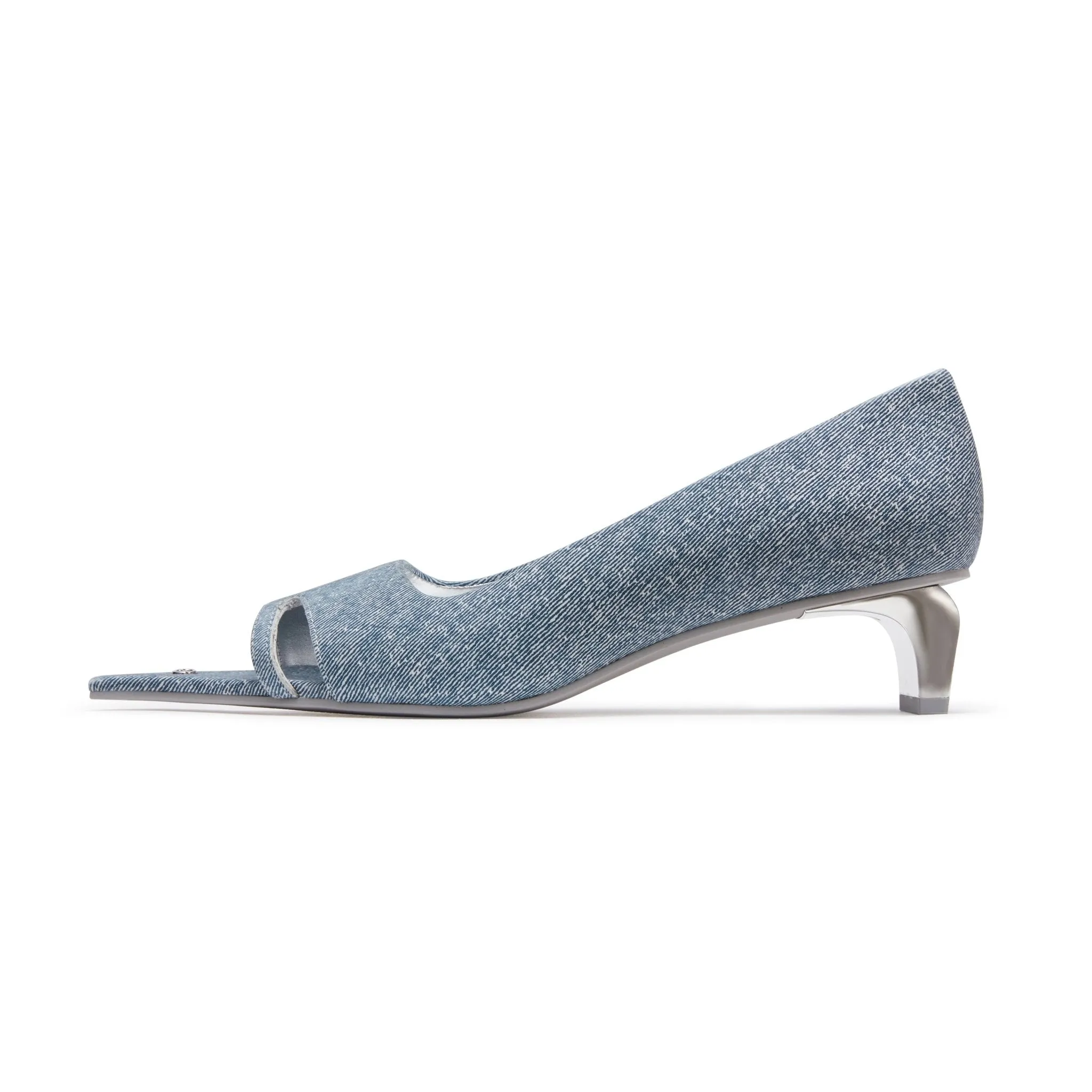 Denim Pointed Toe Hollow Heel Shoes