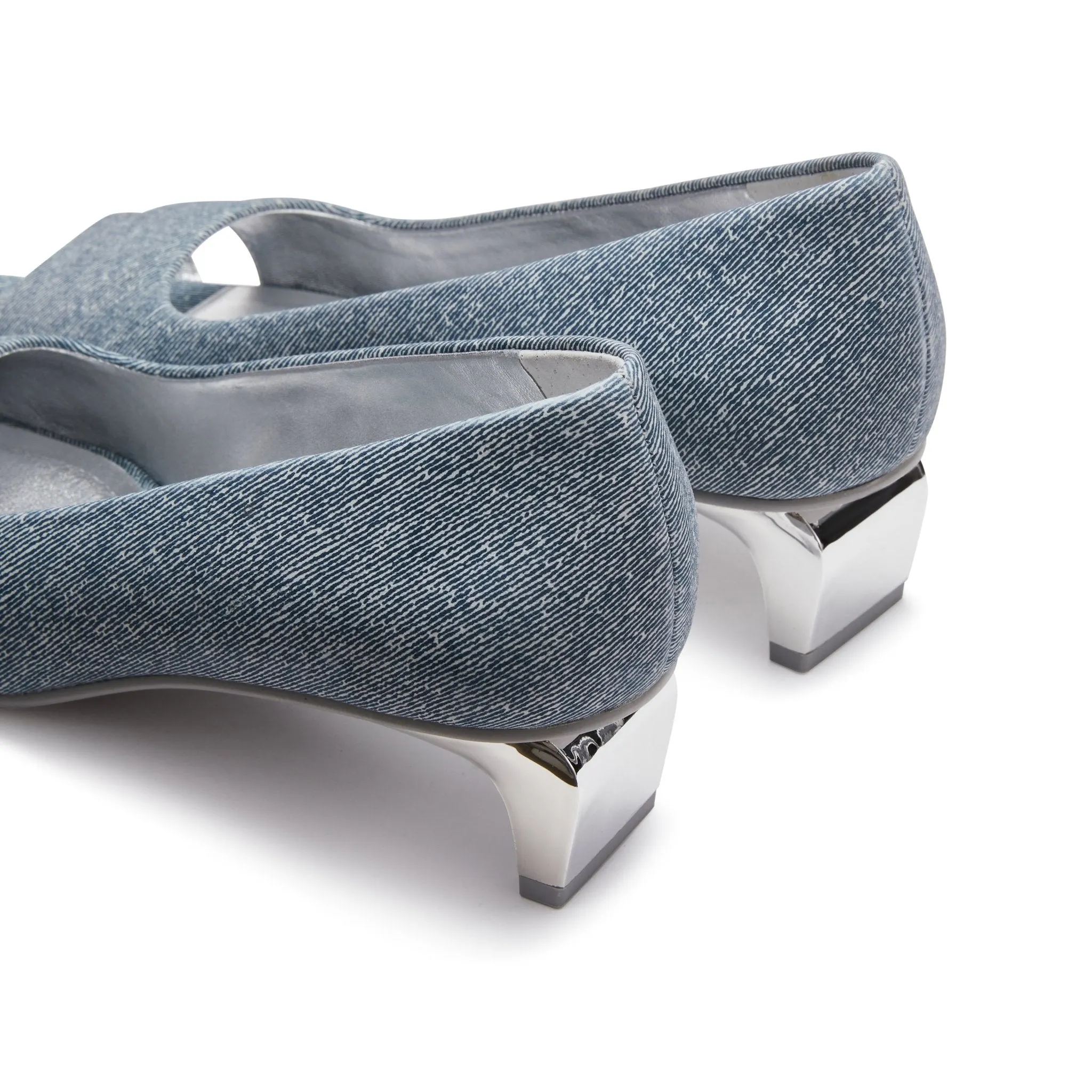 Denim Pointed Toe Hollow Heel Shoes