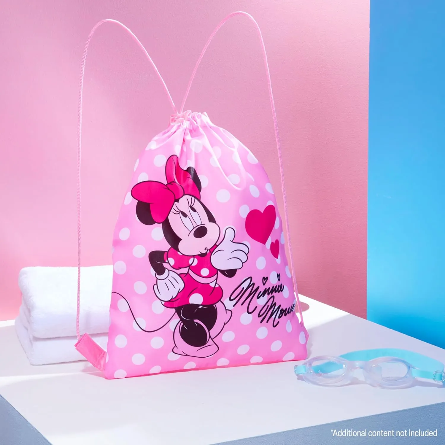 Disney Drawstring Bags, 11 x 14 Swimming Bag with Airflow Vent (Pink Minnie)