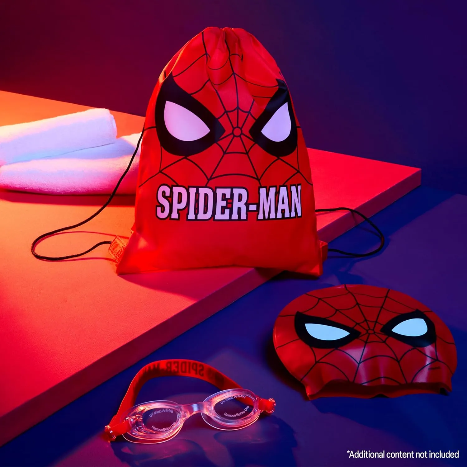 Disney Drawstring Bags, 11 x 14 Swimming Bag with Airflow Vent (Red Spiderman)