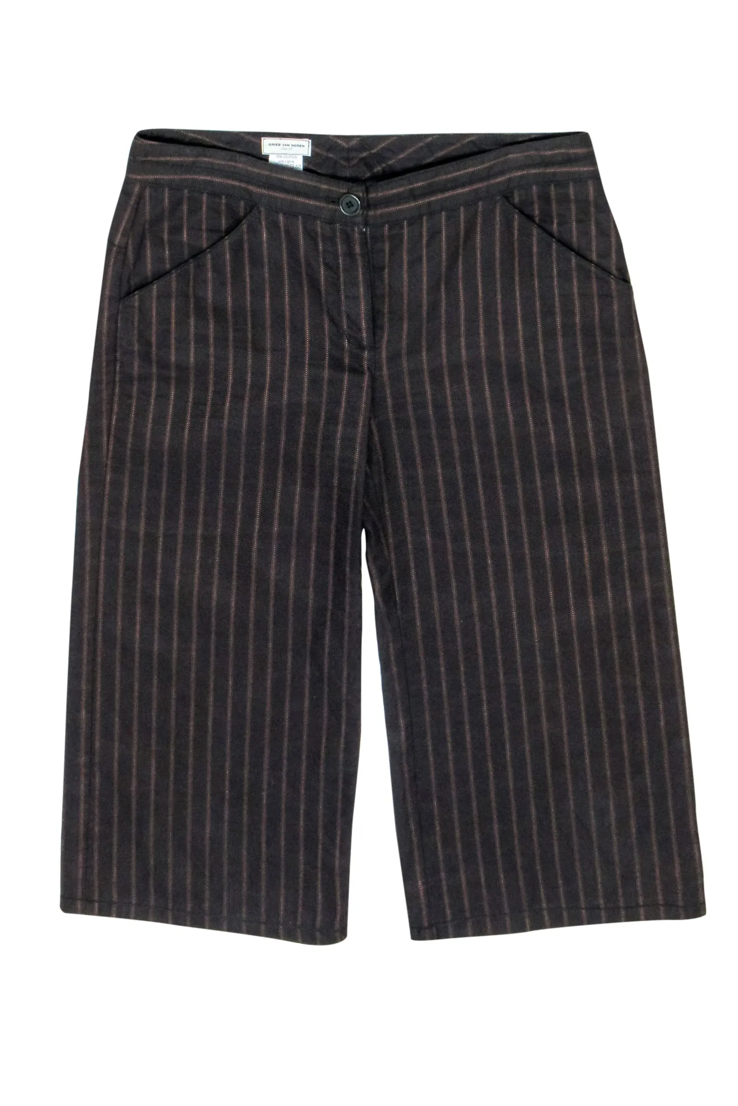Dries Van Noten - Black & Brown Pinstripe Cropped Pants Sz 6